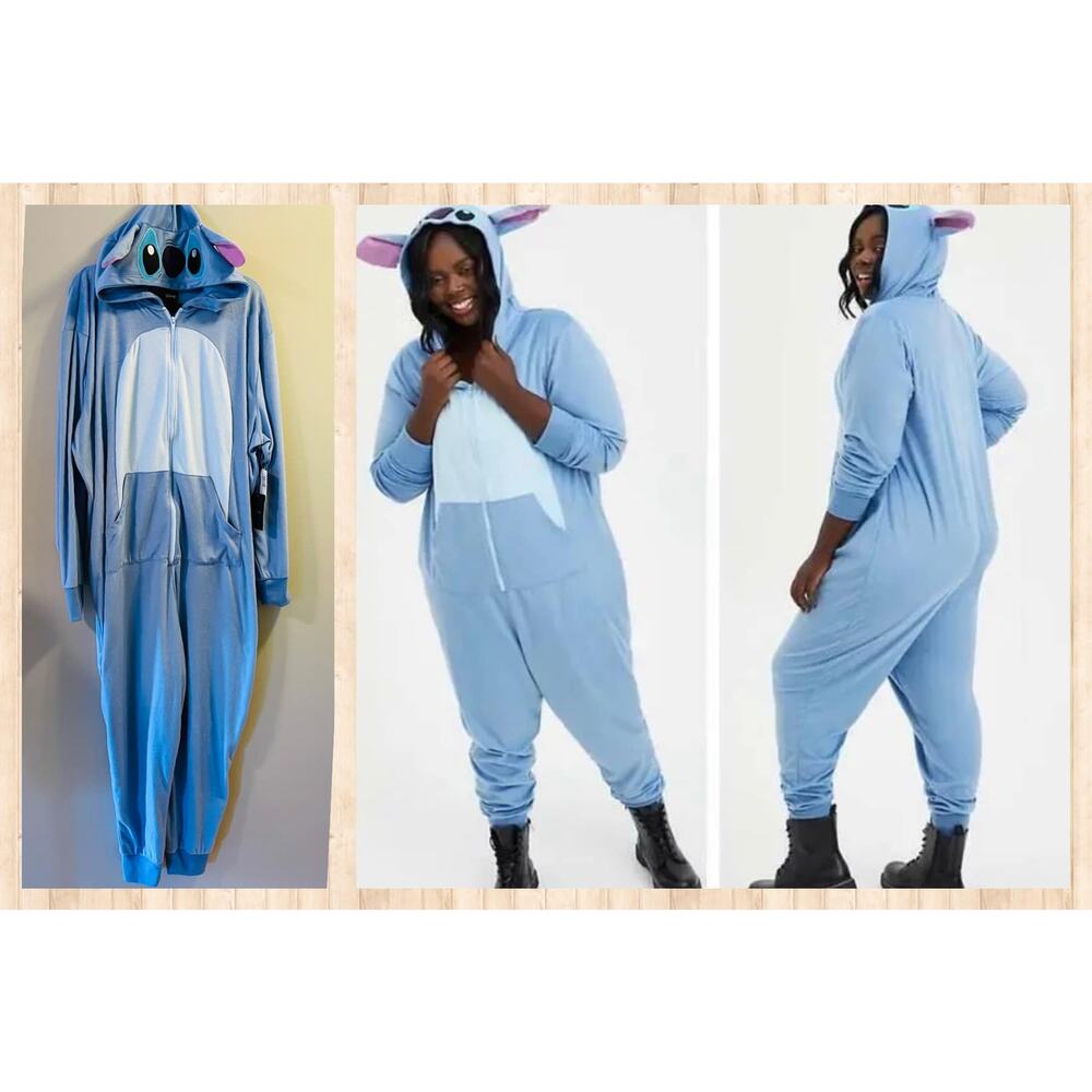 Torrid 3X/4X Disney Lilo and Stitch One Piece Zip Up Union Suit Fleece Pajamas